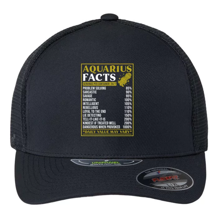 Aquarius Zodiac Facts Design Zodiac Facts Funny Aquarius Funny Gift Flexfit Unipanel Trucker Cap