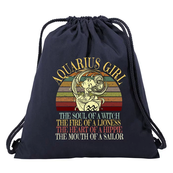 Aquarius Zodiac January February Birthday Gift Drawstring Bag