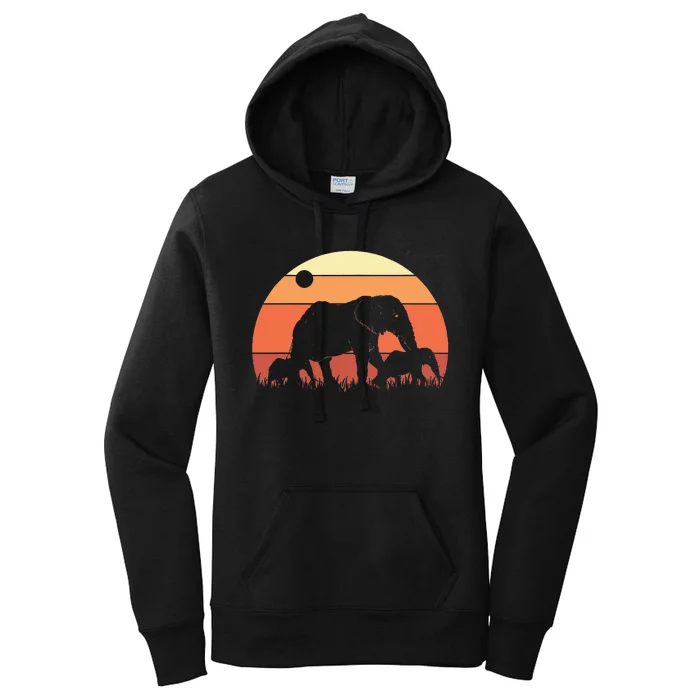 Africa Zoo Keeper Animal Family Retro Elephant Women's Pullover Hoodie