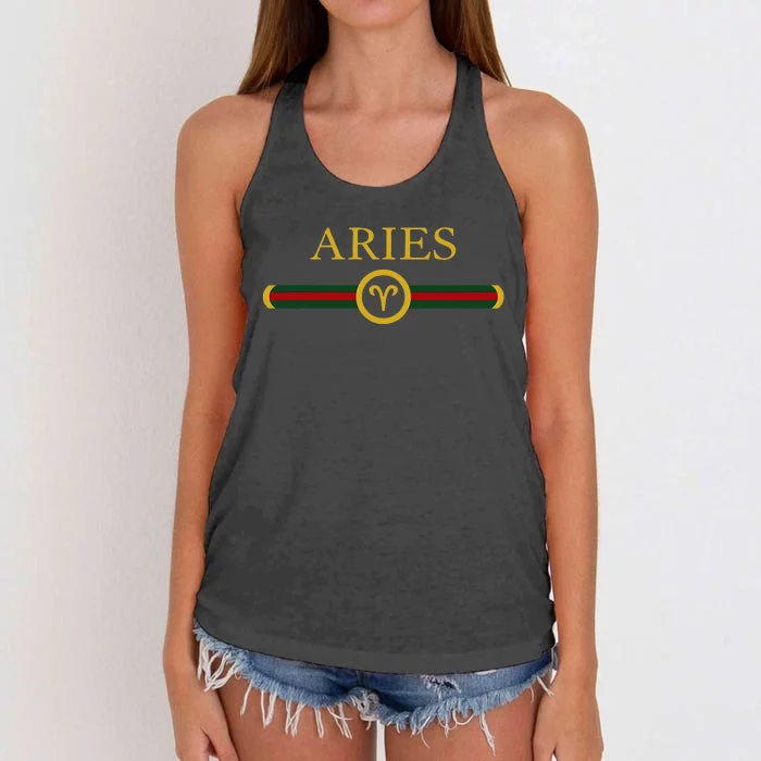 Aries zodiac March april birthday Graphic art Aries sign Women's Knotted Racerback Tank