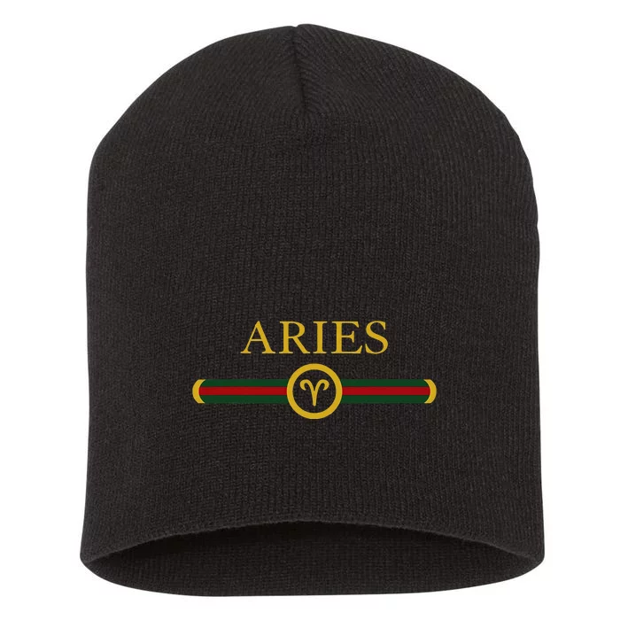 Aries zodiac March april birthday Graphic art Aries sign Short Acrylic Beanie