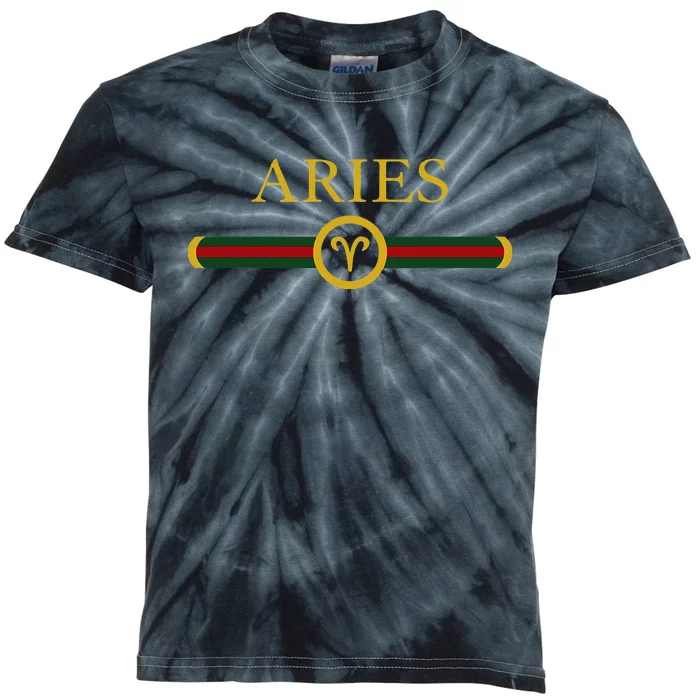 Aries zodiac March april birthday Graphic art Aries sign Kids Tie-Dye T-Shirt