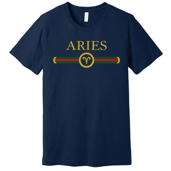 Aries Zodiac March April Birthday Graphic Art Aries Sign Premium T-Shirt