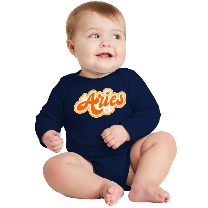 Aries Zodiac Retro Birthday Baby Long Sleeve Bodysuit