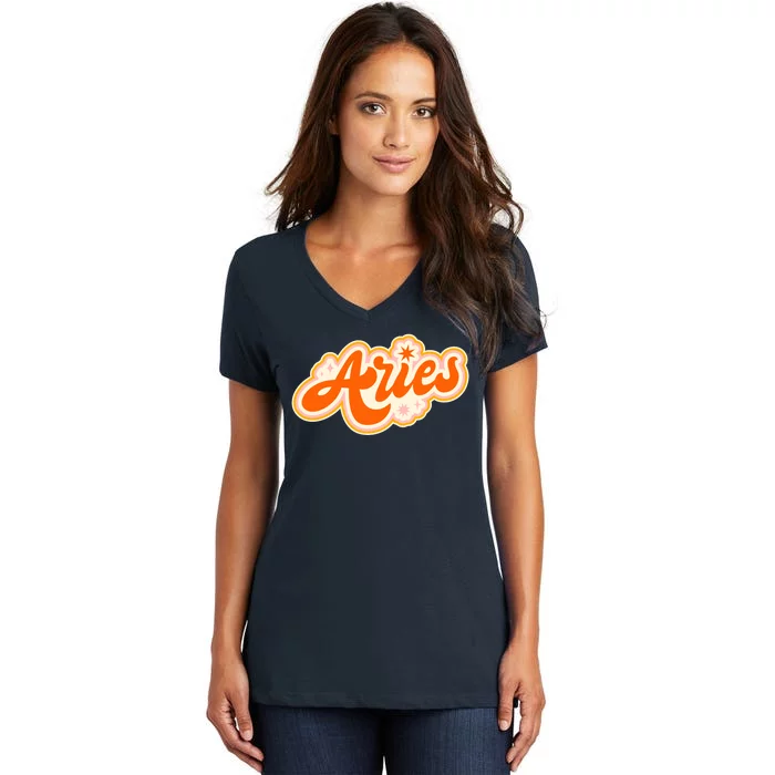 Aries Zodiac Retro Birthday Women's V-Neck T-Shirt