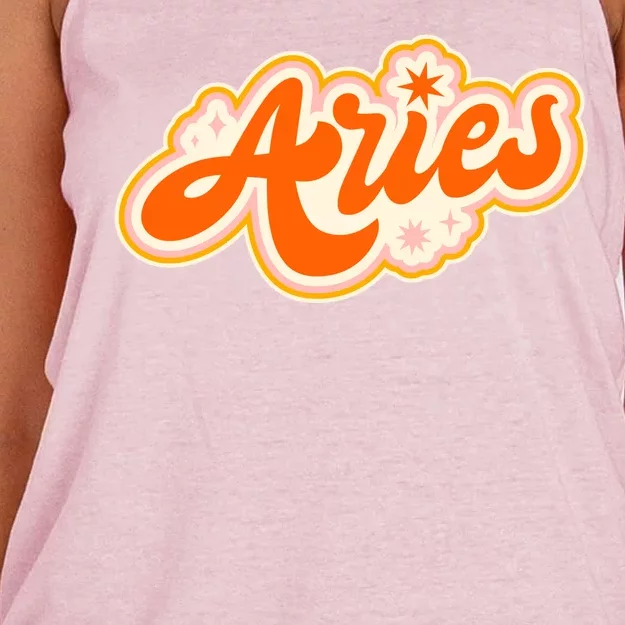 Aries Zodiac Retro Birthday Women's Knotted Racerback Tank