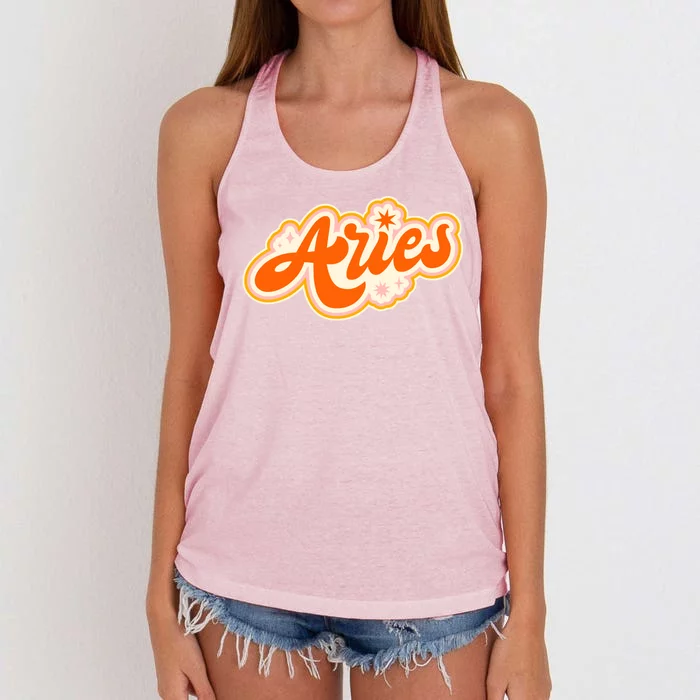 Aries Zodiac Retro Birthday Women's Knotted Racerback Tank