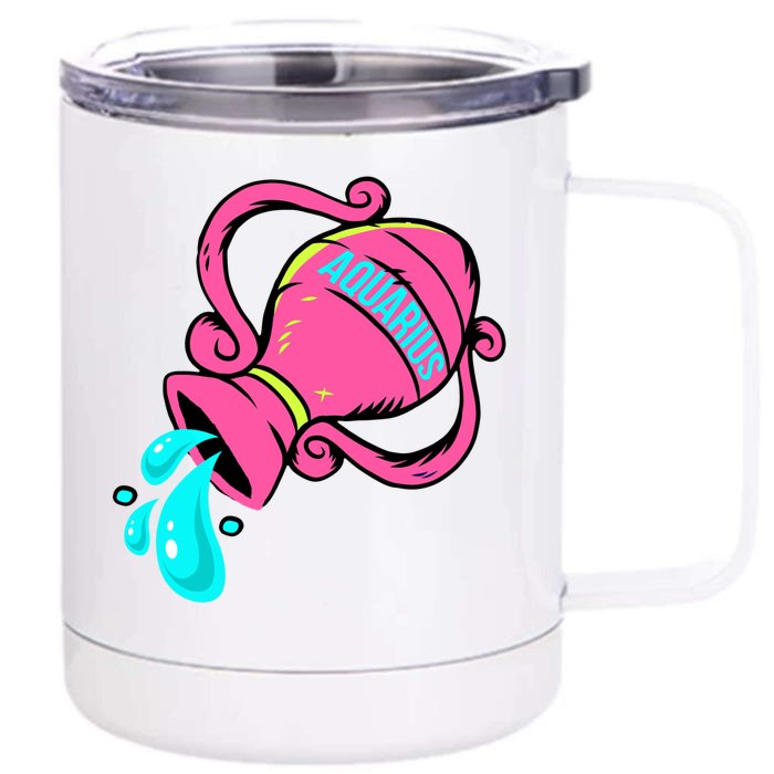 Aquarius Zodiac Sign January February Horoscope Gift Front & Back 12oz Stainless Steel Tumbler Cup