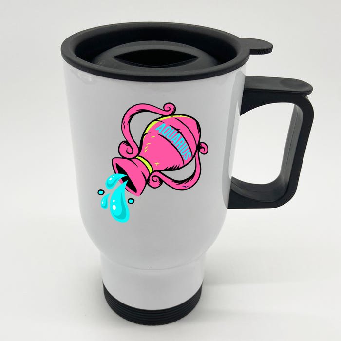 Aquarius Zodiac Sign January February Horoscope Gift Front & Back Stainless Steel Travel Mug