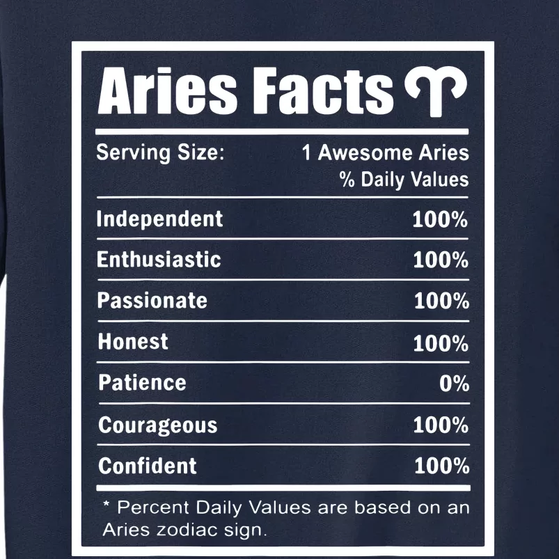 Aries Zodiac Sign Fun Facts Shirts Men Women Birthday Aries Tall Sweatshirt