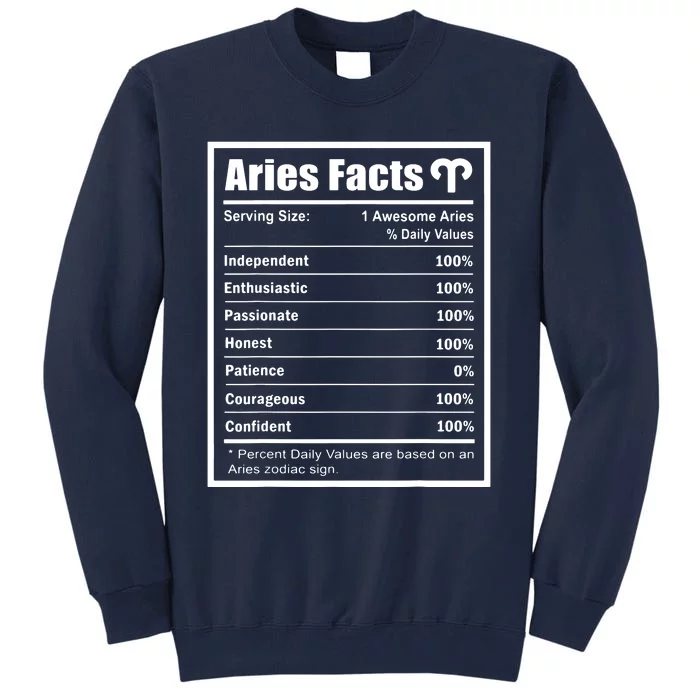 Aries Zodiac Sign Fun Facts Shirts Men Women Birthday Aries Tall Sweatshirt