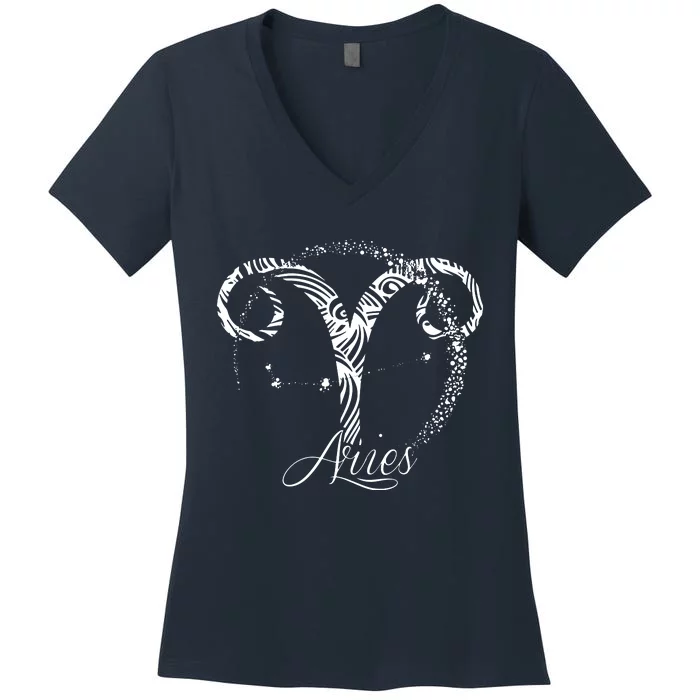 Aries Zodiac Sign March April Birthday Horoscope Women's V-Neck T-Shirt