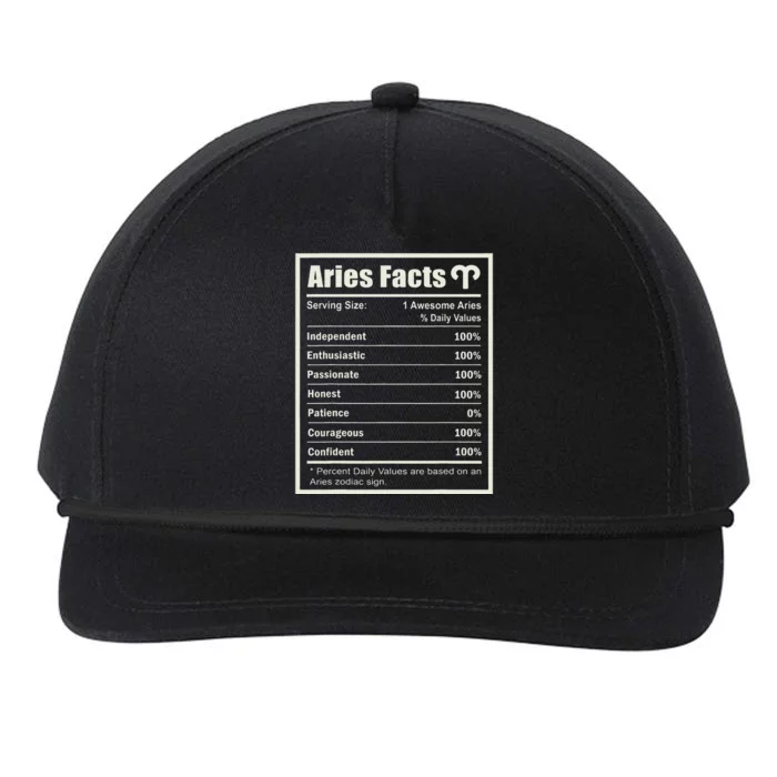 Aries Zodiac Sign Fun Facts Wo Birthday Aries Snapback Five-Panel Rope Hat