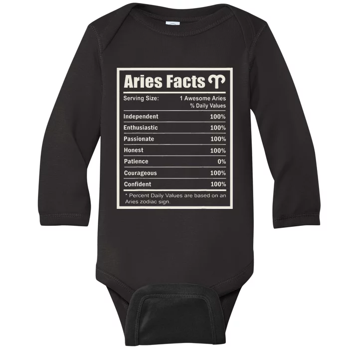 Aries Zodiac Sign Fun Facts Wo Birthday Aries Baby Long Sleeve Bodysuit