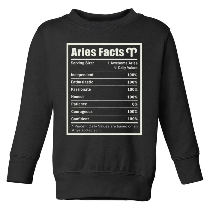 Aries Zodiac Sign Fun Facts Wo Birthday Aries Toddler Sweatshirt