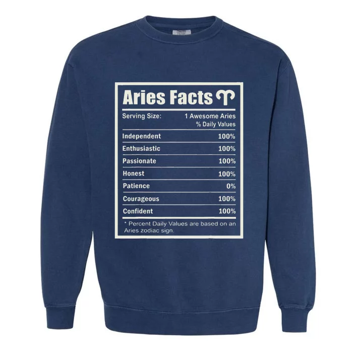 Aries Zodiac Sign Fun Facts Wo Birthday Aries Garment-Dyed Sweatshirt