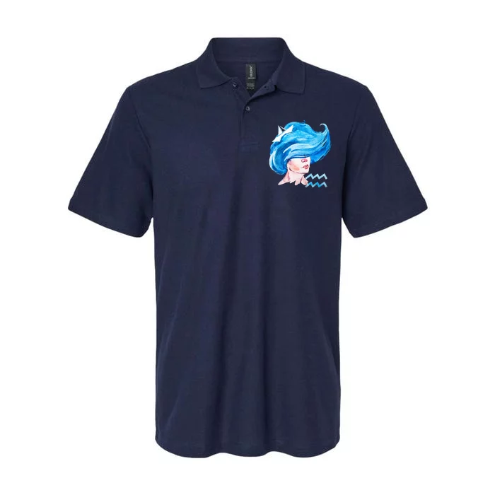 Aquarius Zodiac Sign Watercolor Illustration Softstyle Adult Sport Polo