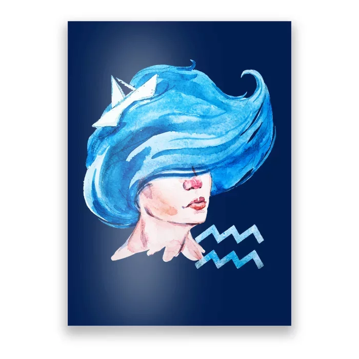 Aquarius Zodiac Sign Watercolor Illustration Poster