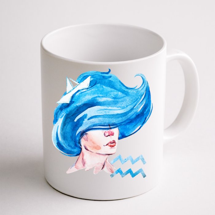 Aquarius Zodiac Sign Watercolor Illustration Front & Back Coffee Mug