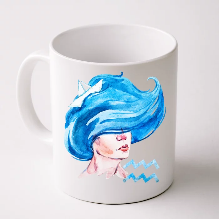 Aquarius Zodiac Sign Watercolor Illustration Front & Back Coffee Mug