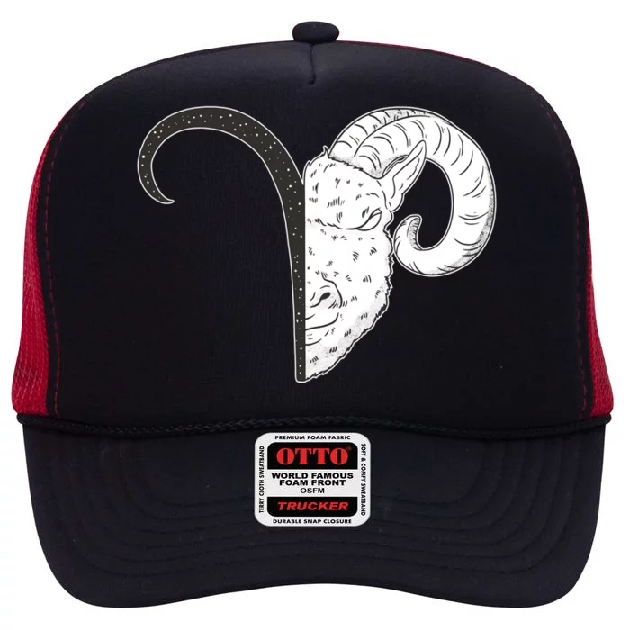 Aries Zodiac Symbol Birthday Gift High Crown Mesh Trucker Hat