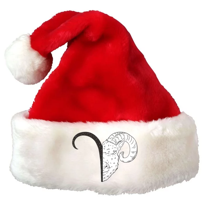 Aries Zodiac Symbol Birthday Gift Premium Christmas Santa Hat