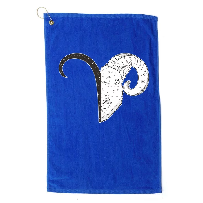 Aries Zodiac Symbol Birthday Gift Platinum Collection Golf Towel