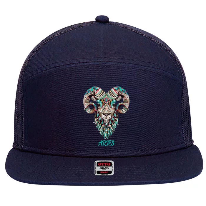 Aries Zodiac Sign Astrology March April Birthday 7 Panel Mesh Trucker Snapback Hat