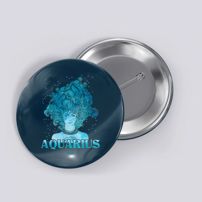 Aquarius Zodiac Woman Button