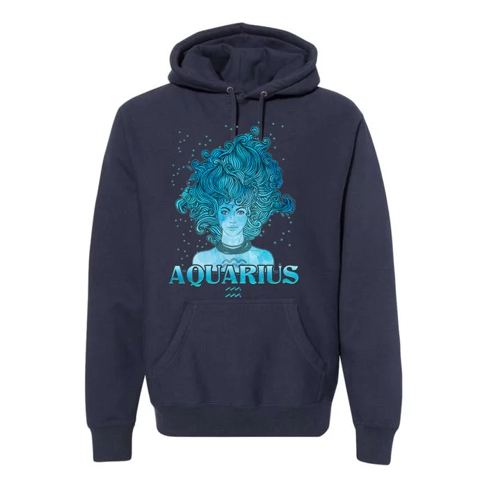 Aquarius Zodiac Woman Premium Hoodie