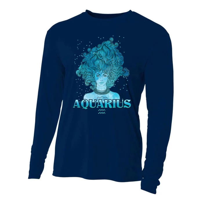 Aquarius Zodiac Woman Cooling Performance Long Sleeve Crew