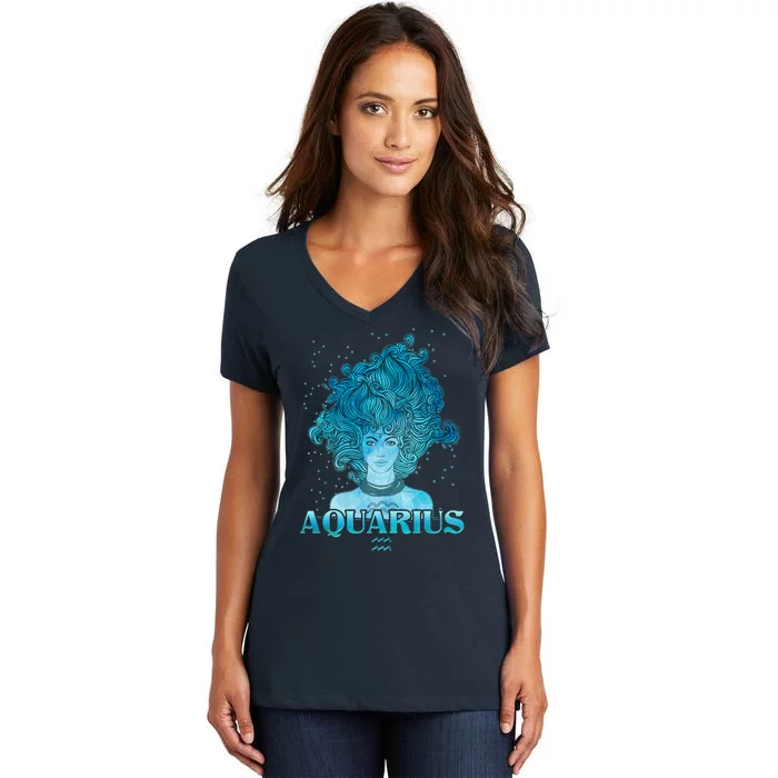 Aquarius Zodiac Woman Women's V-Neck T-Shirt