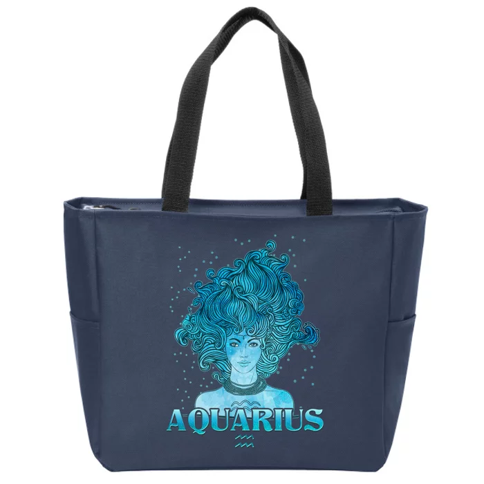 Aquarius Zodiac Woman Zip Tote Bag