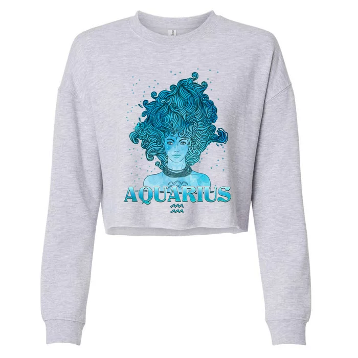 Aquarius Zodiac Woman Cropped Pullover Crew