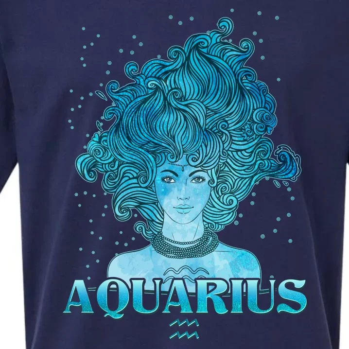 Aquarius Zodiac Woman Sueded Cloud Jersey T-Shirt