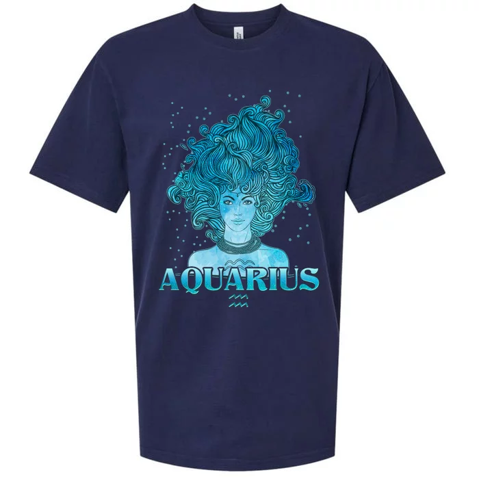 Aquarius Zodiac Woman Sueded Cloud Jersey T-Shirt