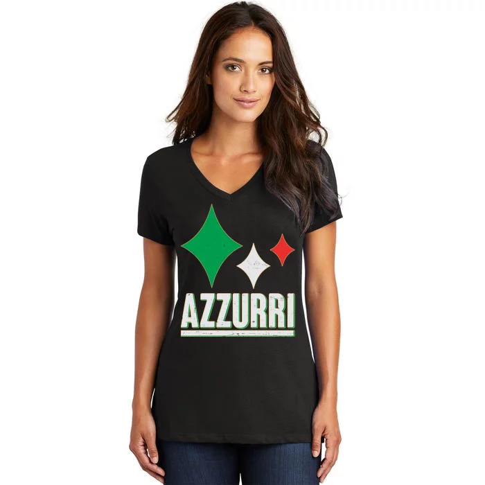 Azzurri Italy Italia Soccer Football 2021 Women's V-Neck T-Shirt