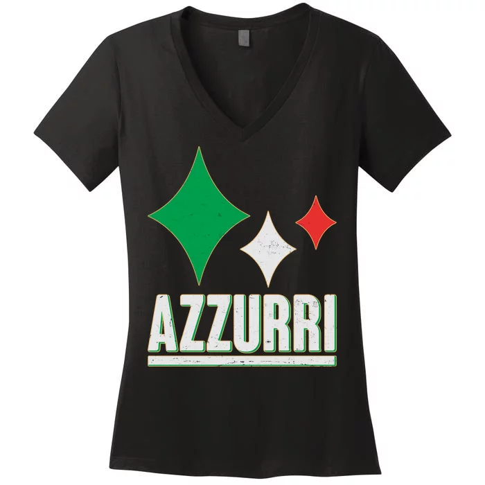 Azzurri Italy Italia Soccer Football 2021 Women's V-Neck T-Shirt