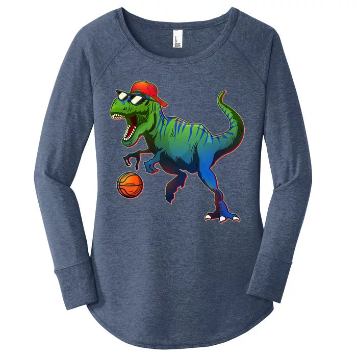 B-Ball T-Rex Women's Perfect Tri Tunic Long Sleeve Shirt