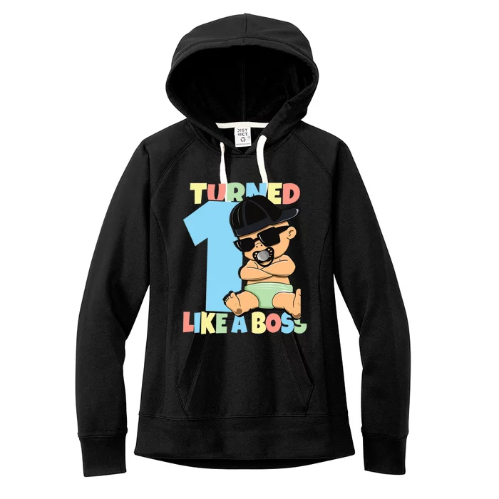 Baby 1st Birthday Boy Girl 1 Year Like a Boss Women's Fleece Hoodie