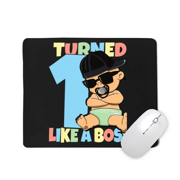 Baby 1st Birthday Boy Girl 1 Year Like a Boss Mousepad