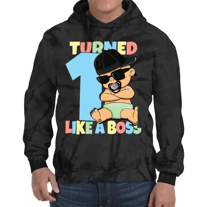 Baby 1st Birthday Boy Girl 1 Year Like a Boss Tie Dye Hoodie