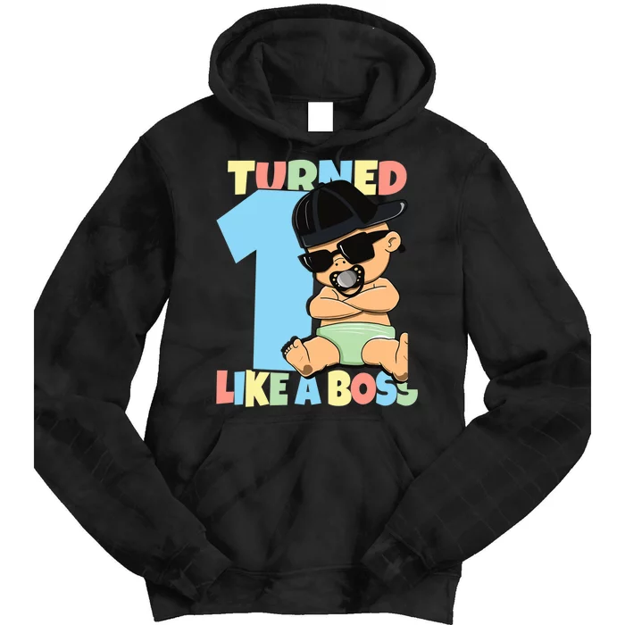 Baby 1st Birthday Boy Girl 1 Year Like a Boss Tie Dye Hoodie