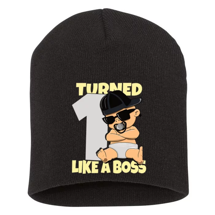 Baby 1st Birthday Boy Girl 1 Year Like a Boss Short Acrylic Beanie