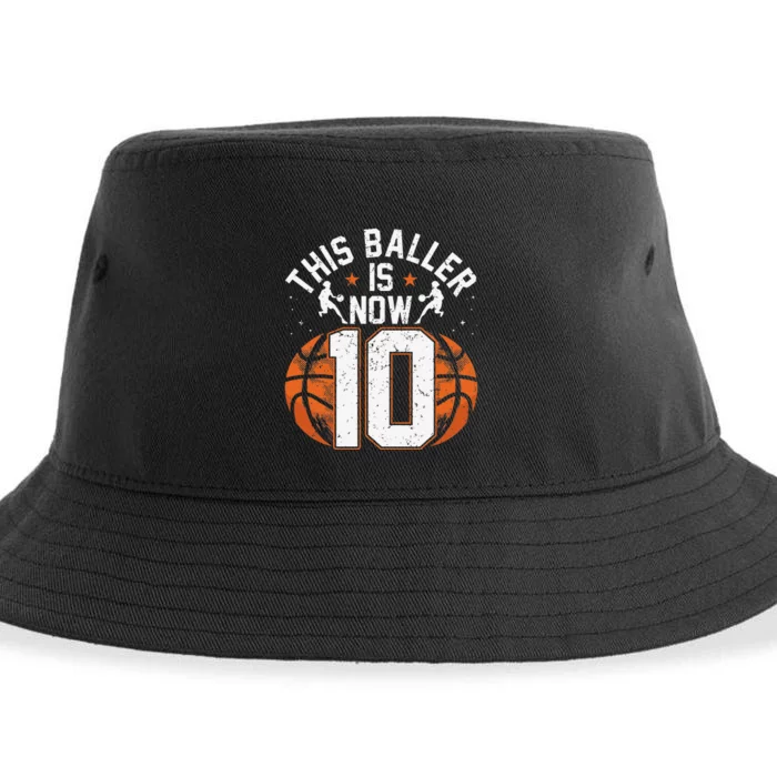 Basketball 10th Birthday 10 Years Old Basketballer Sustainable Bucket Hat