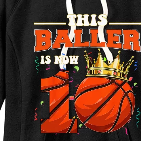 Basketball 10th Birthday Bball 10 Years Old Women's Fleece Hoodie