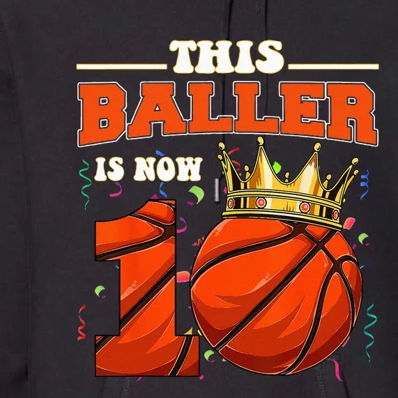 Basketball 10th Birthday Bball 10 Years Old Premium Hoodie