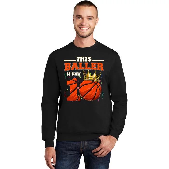 Basketball 10th Birthday Bball 10 Years Old Tall Sweatshirt