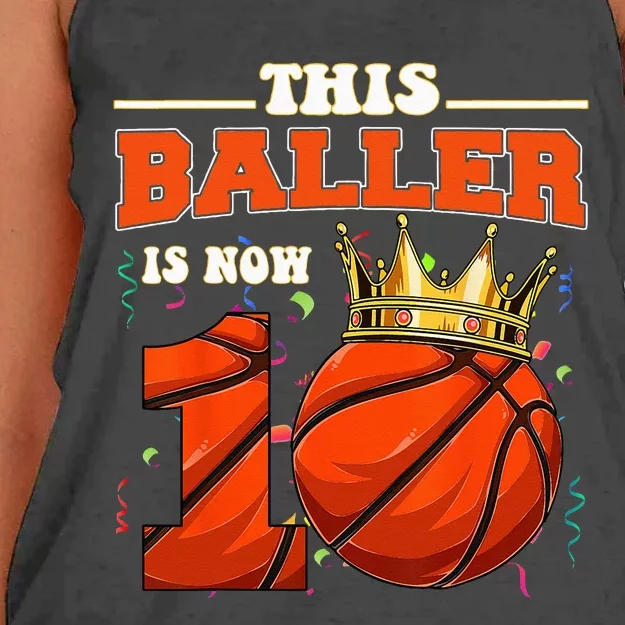 Basketball 10th Birthday Bball 10 Years Old Women's Knotted Racerback Tank