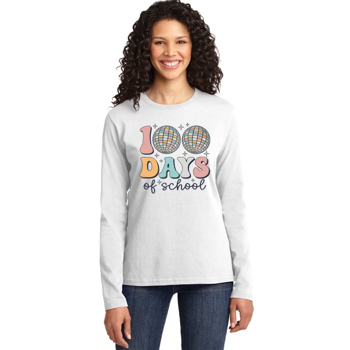 Ball 100 Days Of School Teacher Life Back To School Ladies Long Sleeve Shirt